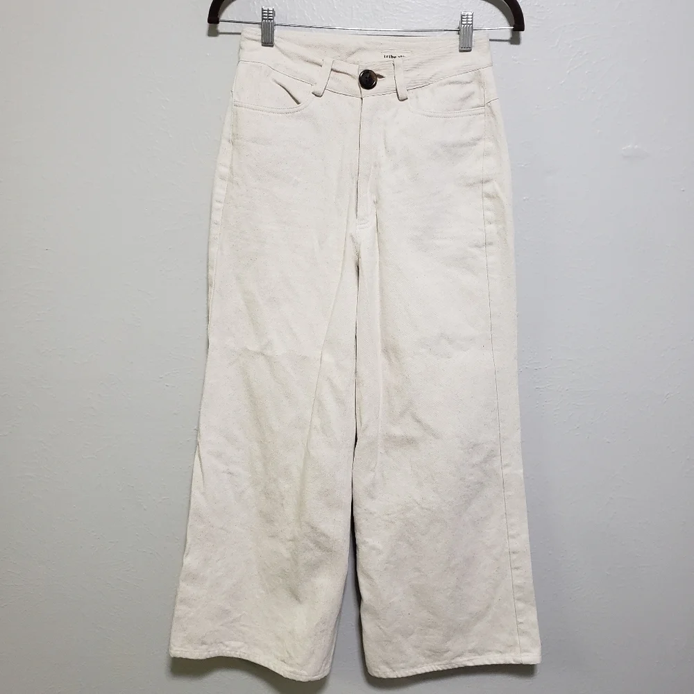 Tribe Alive Cream Wide Leg Jeans - Picture 3 of 15